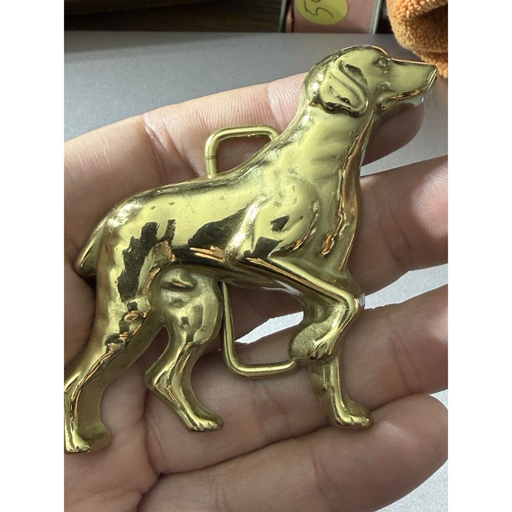 Vintage Brass Bird Gun Dog Pointer Labrador Retriever Lab Hunter Belt Buckle